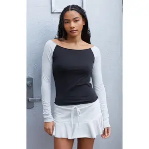 John Galt Women's Black Bonnie Long Sleeve Top