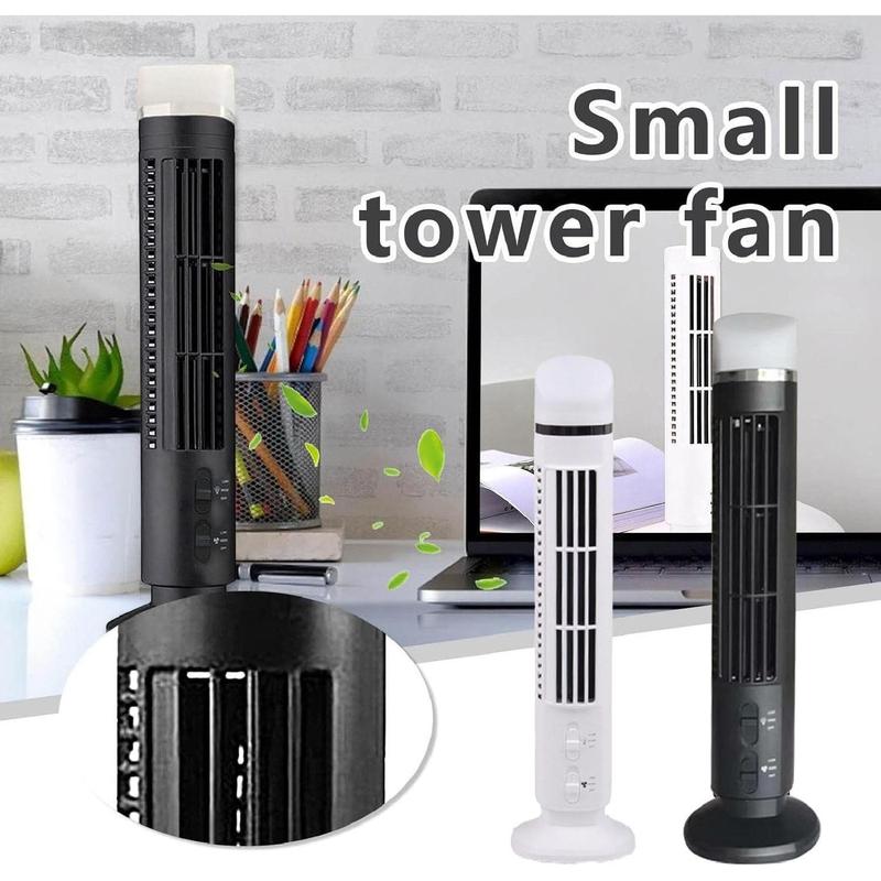 Bladeless Tower Fan with LED Light – Portable, Safe for Kids/Pets, Energy-Saving, USB-Powered Desk Fan for Home, Office, RV – Lightweight & Easy Clean