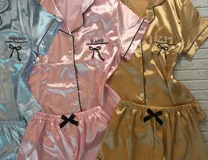 Ribbon Dream Champagne & Pink Satin Loungewear Pajama Pj Set l Personalizable CUSTOM SIZING AVAILABLE l Gift, present l Comfy, Cozy, Women