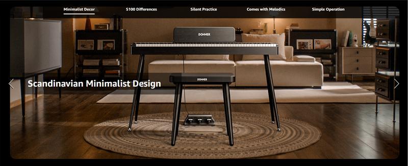 onner OURA S100 Home Digital Piano with 88 Key Graded Hammer Weighted Keyboard for Beginner, Boasts Bluetooth, 3 Original MIDI Demos, Local Off Function, 2 * 10 W, USB-MIDI, Piano Three Pedal, Black