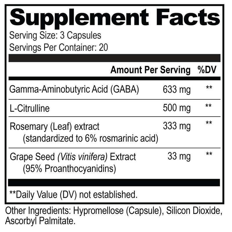 GABA Brain Food Supplement with L-Citrulline, Rosemary Leaf, and more  - Nighttime Support for Calm & Relaxation* - Sleep Supplement