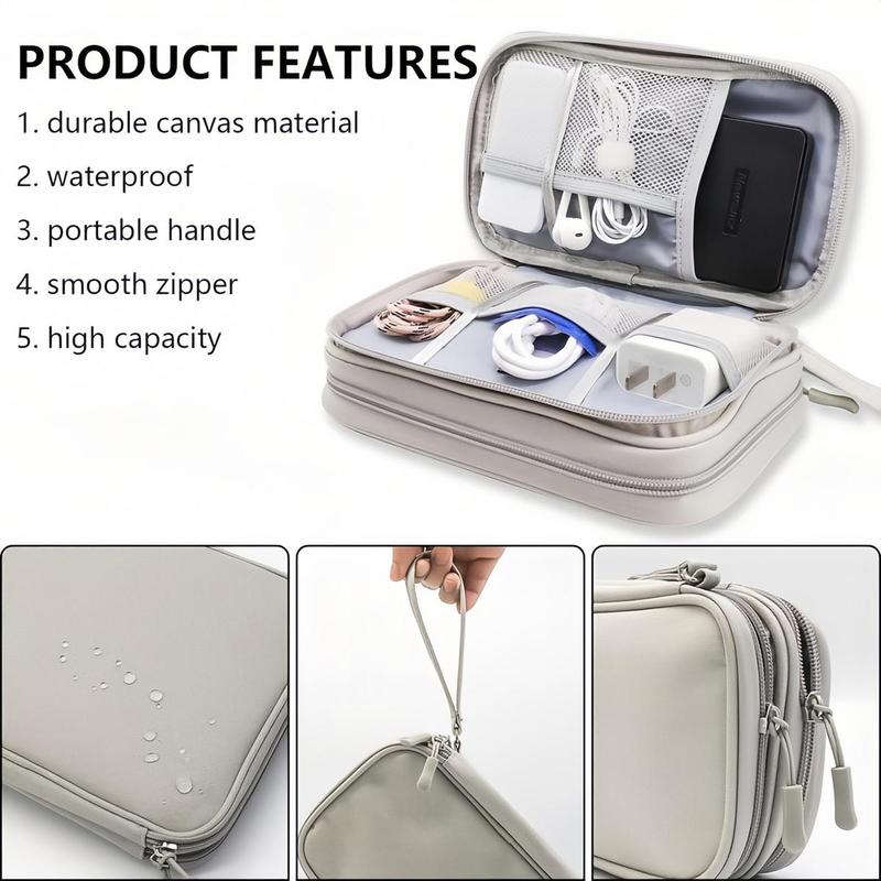 Travel Cable Organizer Pouch Electronic Accessories Carry Case Portable Waterproof Double Layers All-in-One Storage Bag for Cord, Charger,Phone,Earphone,Travel Essentials