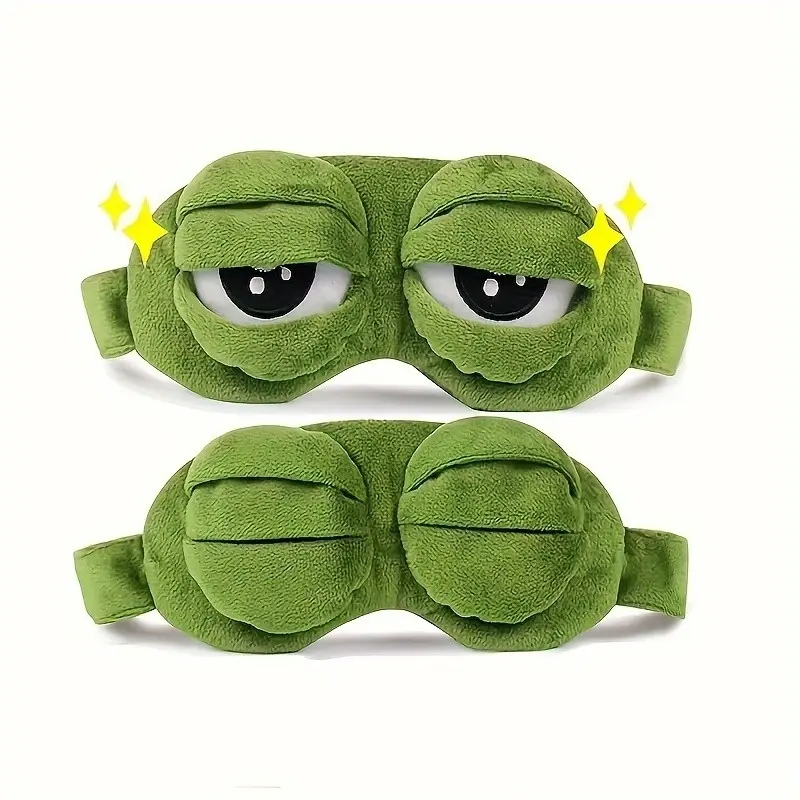 3D Frog Plush Headband and Facial Sleep Mask, Soft Light-Blocking Novelty Eye Cover for Yoga & Skincare with an Adjustable Strap