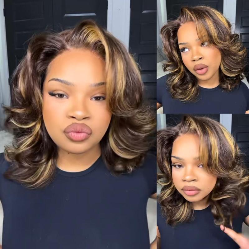 [Free Upgraded 7x6 Side Part] Menglle Hair Honey Blonde Highlight 200% Density 7X6 Lace Front Wig Pre Cut Lace Ready to Go Human Hair Wigs Medium Cap Size#springfresh#GiftedInLove
