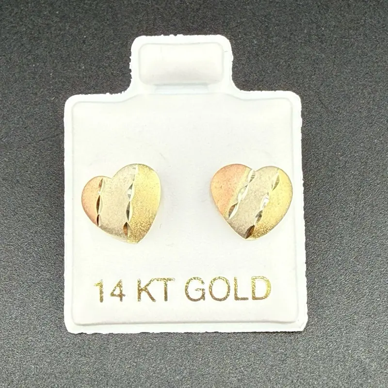 14k gold heart earrings 3 color golds
