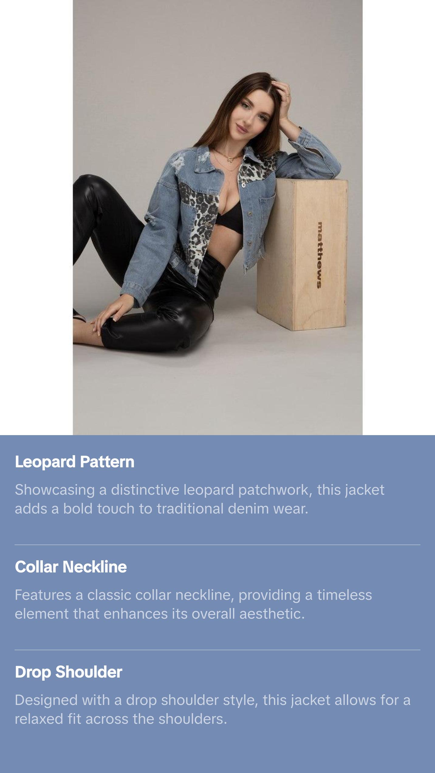 Leopard Patchwork Denim Jacket