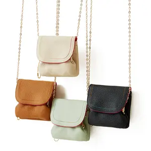 Leather Mini Coin Wallet, Portable Coin & Earphone Pouch, Snap Button Closure, Simple Design