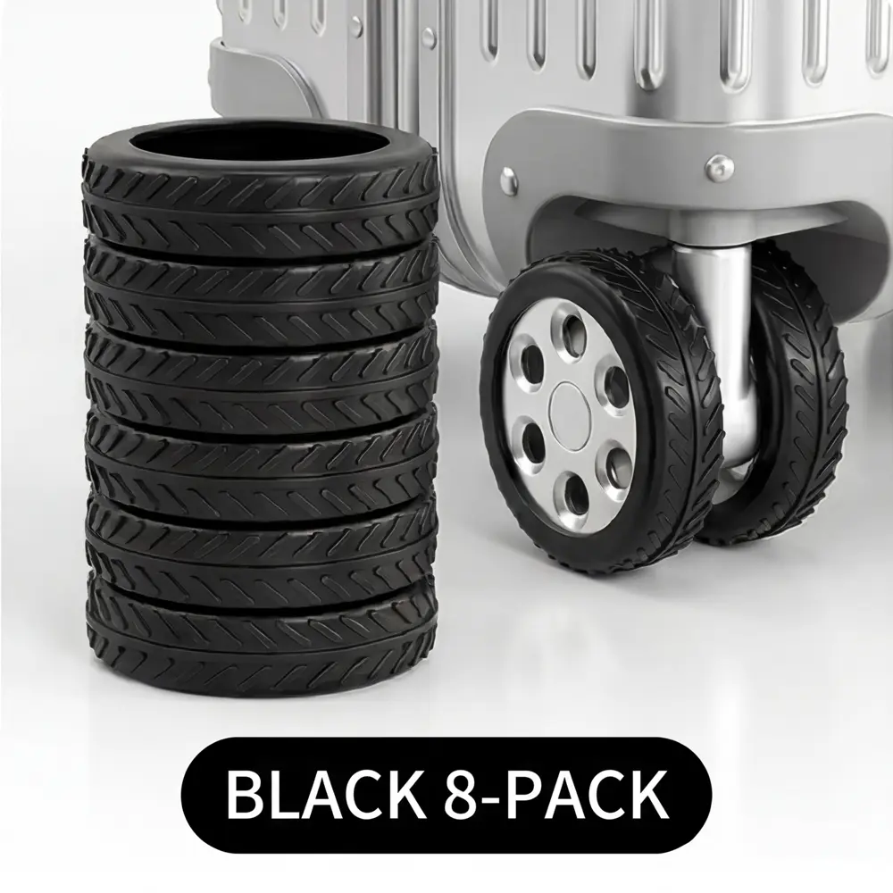 8 Pack Silicone Luggage Wheel Covers, Noise Reducing Suitcase Wheel Protectors for Travel Bags, Anti-Wear Wheel Sleeves for Carry-On & Checked Luggage