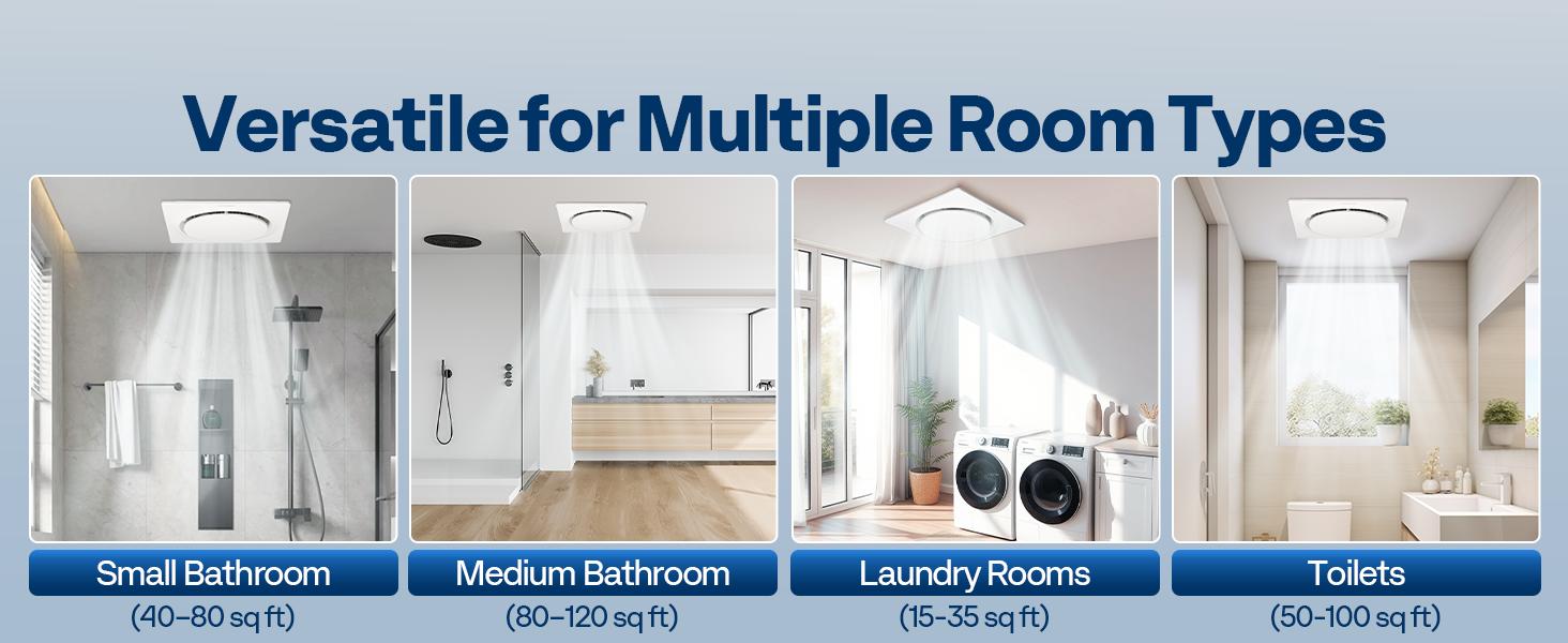 VIVOHOME Bathroom Exhaust Fan with Light, Ceiling Ventilation Fan, 3-Color Adjustable LED (3000K/4500K/6500K), 4" Duct Mount for Shower & Home Use