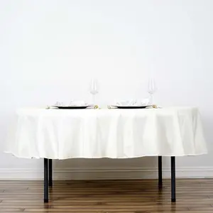 Polyester Round Tablecloth 70" Ivory - Linen Texture Table Cover