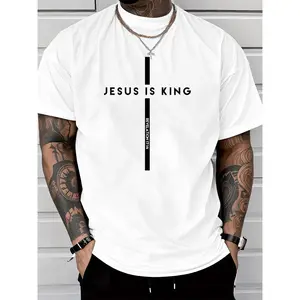 100% Cotton Casual Christian T-Shirt – Jesus Is King With Cross And King Of Kings Message Golf Gift T-Shirt For Men And Women S-3XL