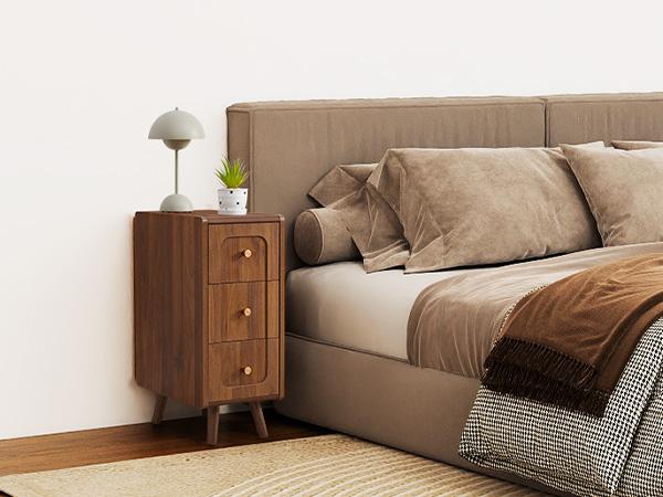 Giratree Small Nightstand with 3 Drawers, Narrow Bedside Table Vintage Skinny Night Stand with Storage, Wood Slim Side Table for Bedroom, Small Spaces, Living Room Giratree Small Nightstand with 3 Drawers, Narrow Bedside Table Vintage Skinny Night Stand with Storage, Wood Slim Side Table for Bedroom, Small Spaces, Living Room