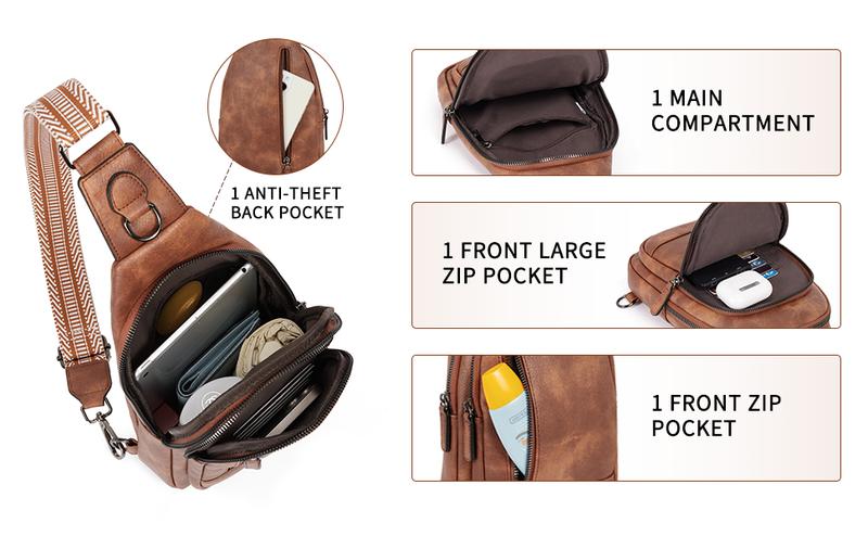 CLUCI HolidayHaul Leather Crossbody Bag Large  For Women Men Fanny Packs Chest Bag For Ipad Travel Hiking Cycling Outdoor Sports - Adjustable Multifunction Spacious Design For Essentials Shoulder Sling Bag For Men Crossbodybagwomen