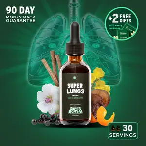 SuperBonsai Super Lungs - Natural Ingredients with Mullein and Elderberry - Daily Lungs Support and Detox / Cleanse - GMO Free, Gluten Free, Vegan