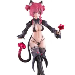 Wahohousee Mecha Girl Model Kits 6.5inch 1/12 with 4 Replacement Faces, Anime Action Figures with Cat Tail, PVC Mecha Musume Completed Model Kit Articulated Figures for Adults