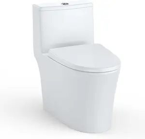 Elongated One Piece Toilet for Bathrooms with Top Dual Flush 3/4.8L, Ceramic Toilet with V Shape Soft Close Seat, cUPC Certified Water Saving Toilet