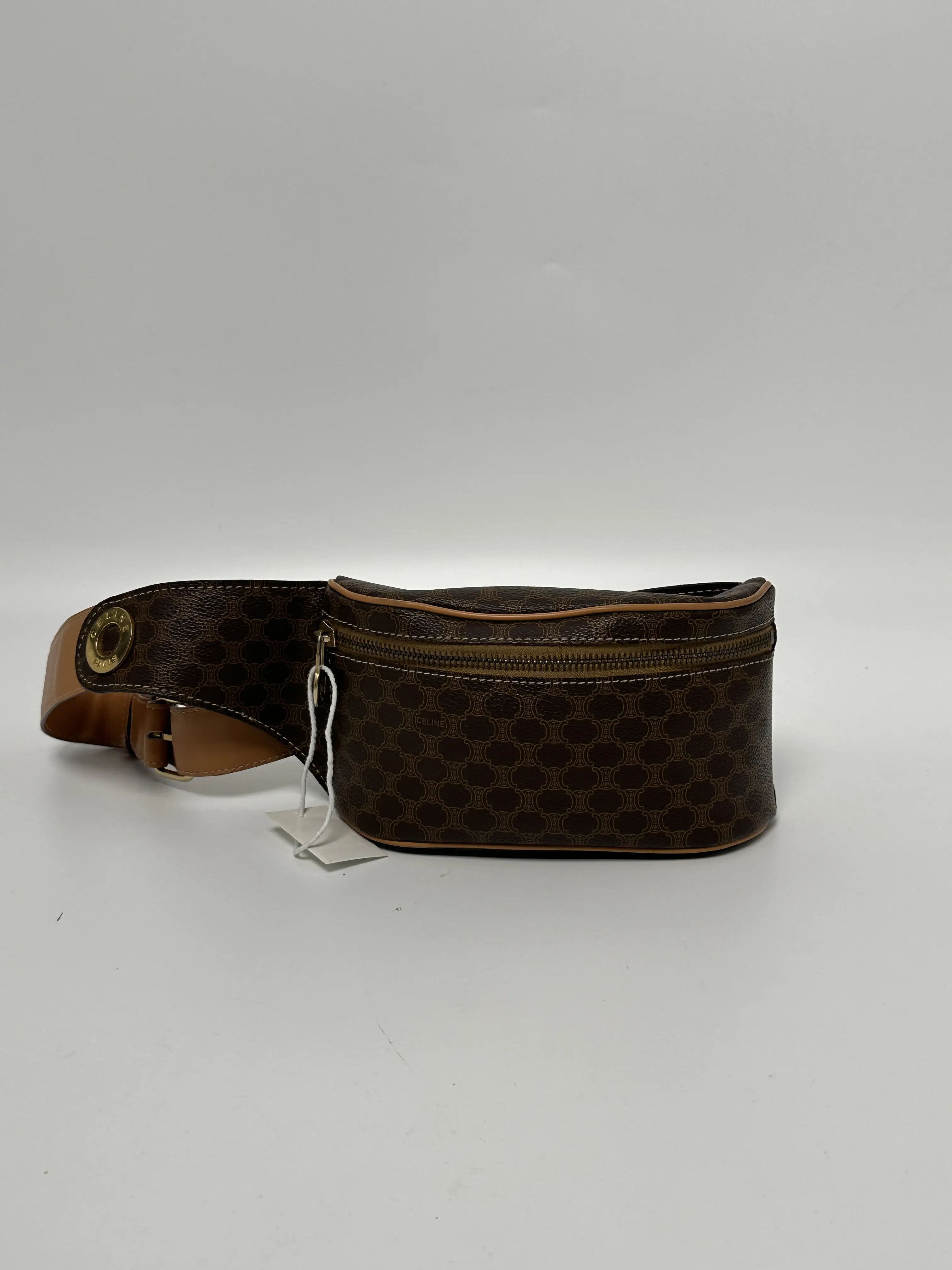 Pre-owned Celine leather Belt Bags Triomphe Canvas Waist Bag CE6 71525 BK2