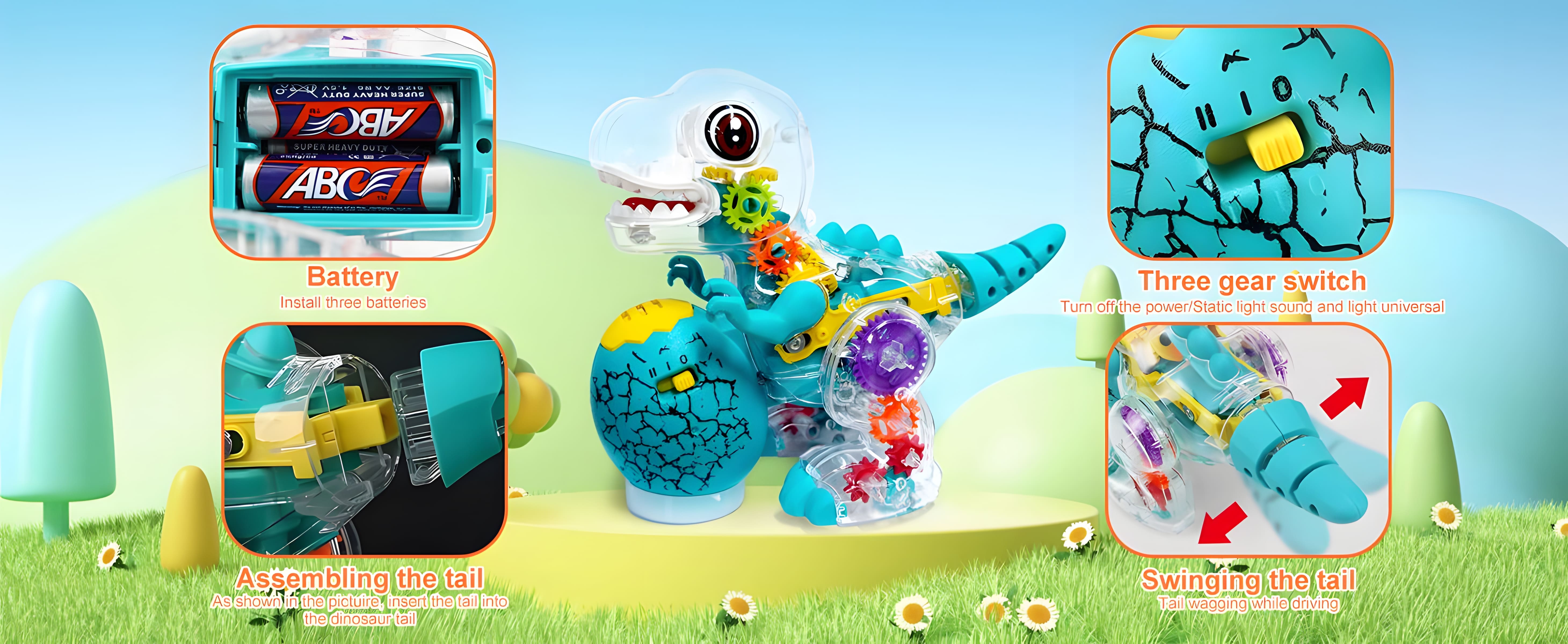 Electric T-Rex Roaring Dinosaur Toys, Music Toys with LED Lights & Moving Wheels, Transparent Stem Sensory Gear Car Toys for Kids Entertainment, Gift for Boys Girls Birthday Party Christmas Electric T-Rex Roaring Dinosaur Toys, Music Toys with LED Lights & Moving Wheels, Transparent Stem Sensory Gear Car Toys for Kids Entertainment, Gift for Boys Girls Birthday Party Christmas