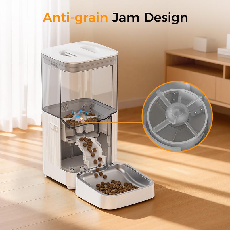 COWSAR Automatic Pet Feeder with Full HD 2MP Camera 6L Food Dispenser - 5G WiFi Smart APP Control, SD Card Slot, 10s Voice Recorder, Anti-Clog & Dual Power Supply, Detachable Easy-Clean Tank/Bowl, Timed Portion Control for Cats, Dogs, Kittens, Puppies