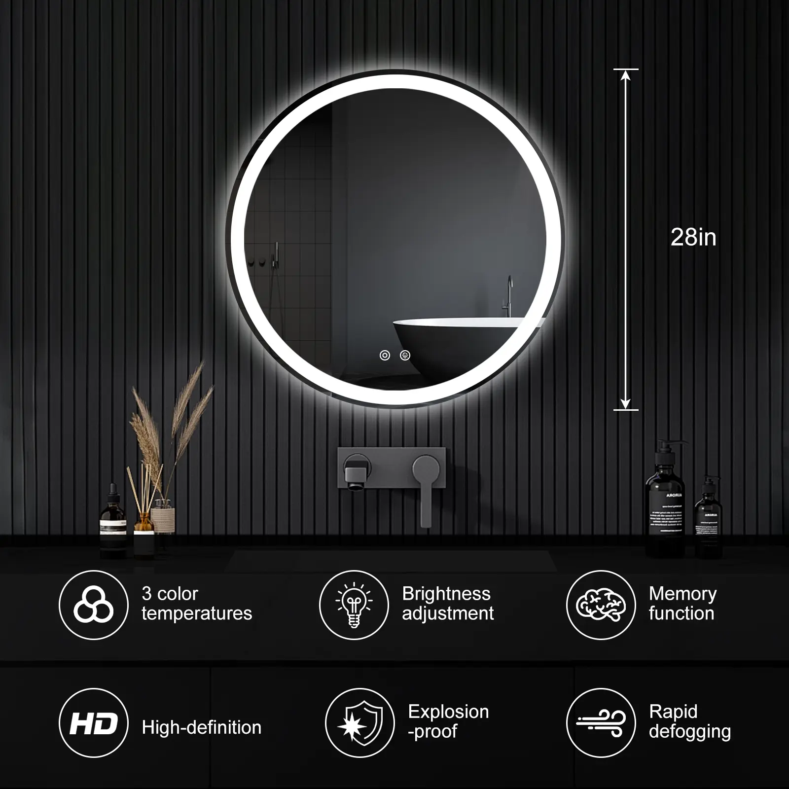 28" x 28"- Round-LED