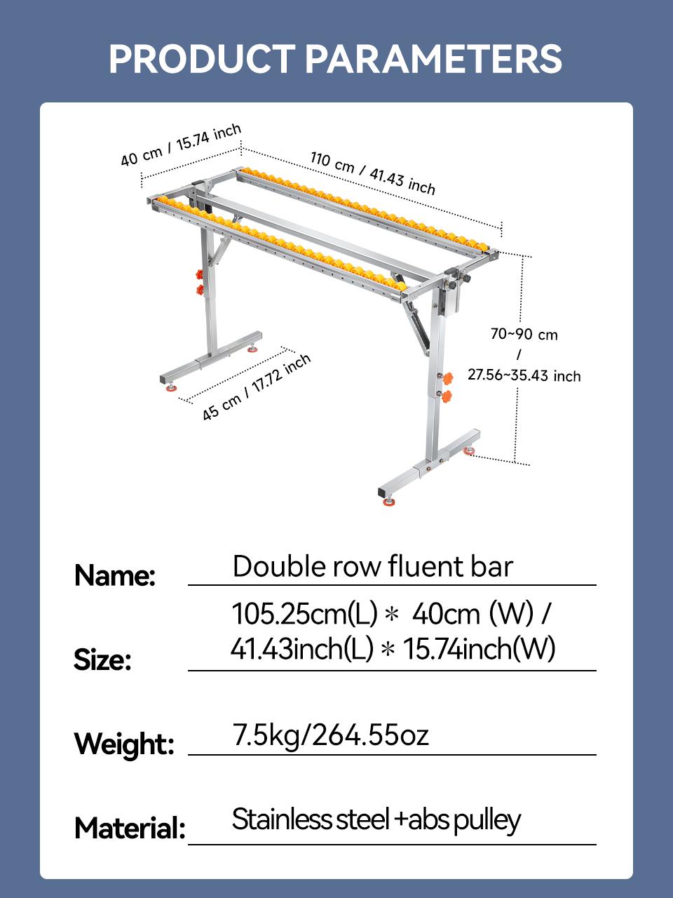 IMBOT Double Row Roller Foldable Wood Cutting Bracket Adjustable Height Portable Workshop Assistant for Material Handling & Space Optimization