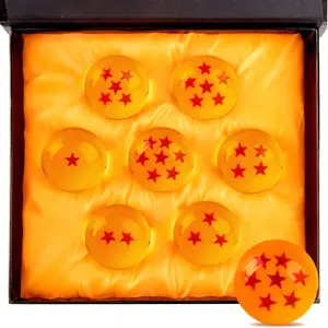 New 7pcs Dragon-pearl 75mm Large Crystal Acrylic Resin Glass Ball Set with 3D Red Stars Gift Box for Collectibles & Decor