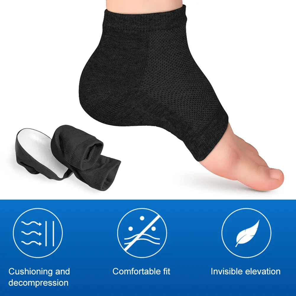 Invisible Elevator Socks with Hidden Lift Insoles - 2.5/3.5cm Height Increase for Men & Women, Non-Slip Thickened Heel Pads for Discreet Comfort Black