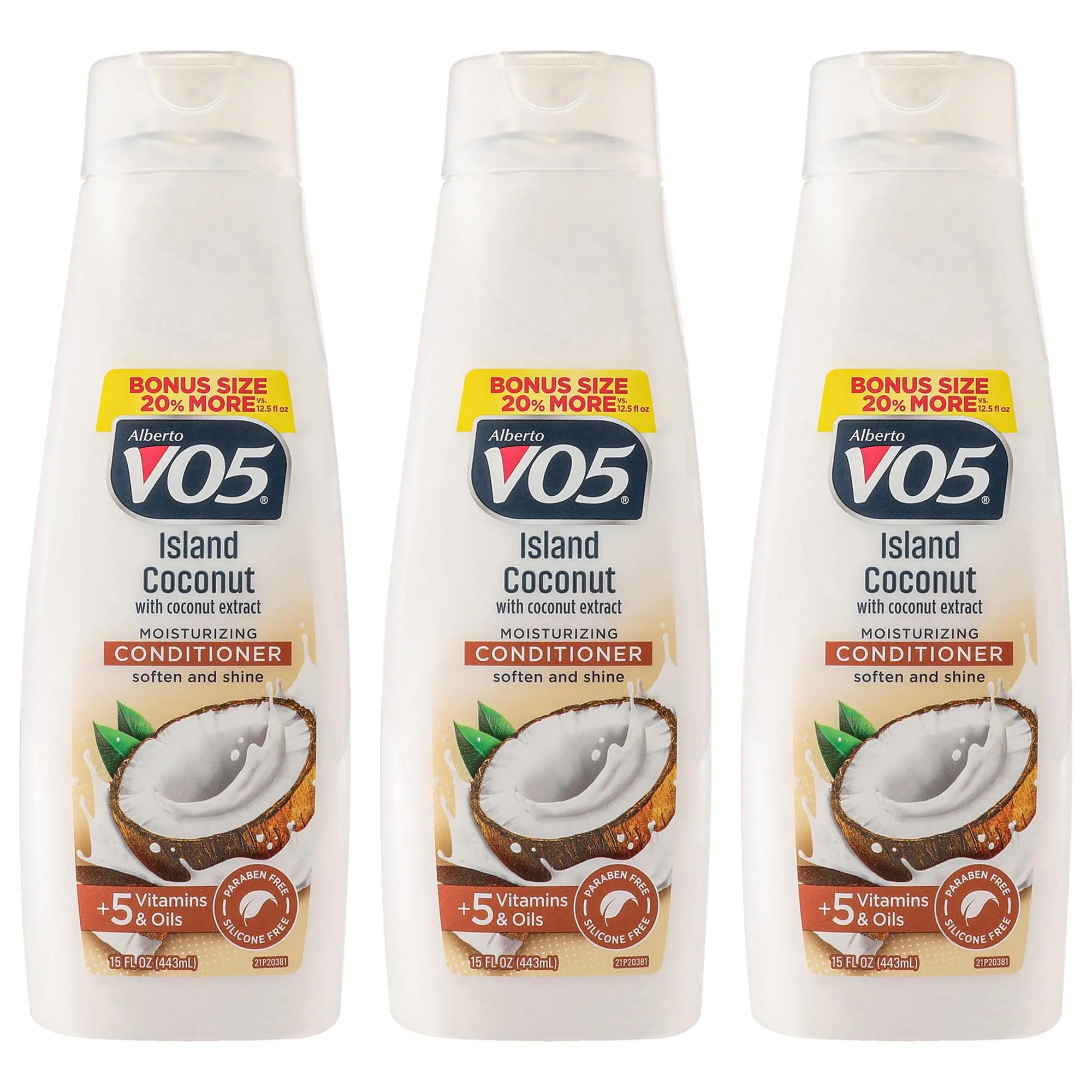 Moisturizing Island Coconut Conditioner by Alberto VO5 for Unisex - 15 oz Conditioner - Pack of 3