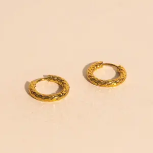 Hammered Rounded Huggie Hoop Earrings