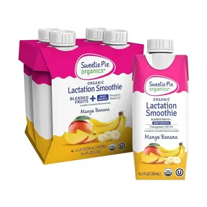 Sweetie Pie Organics Lactation Smoothie, Mango Banana, Support Breast Milk Production for Nursing and Pumping, No Artificial Sweeteners, Flavors, or Dyes - 4 Pack