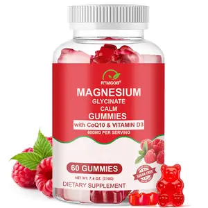 RTMGOB Magnesium Glycinate Calm Gummies with CoQ10 & Vitamin D3 - Sugar-Free Relaxation & Energy Support Dietary Supplement