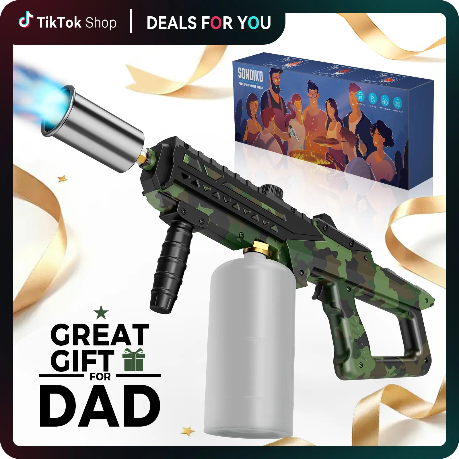 【HomeEssentials】SonDiiko Powerful Kitchen Propane Torch Gun, Culinary Torch Campfire Starter, Adjustable Weed Torch Burner for Searing Steak, BBQ, Welding (Propane Tank Not Included)