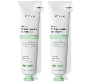 Boka Fluoride Free Toothpaste, Nano Hydroxyapatite Toothpaste, Appropriate for Sensitive Teeth - for Adult, Kids Oral Care - Ela Mint Flavor, 1.3 Fl Oz 2Pk US Manufactured