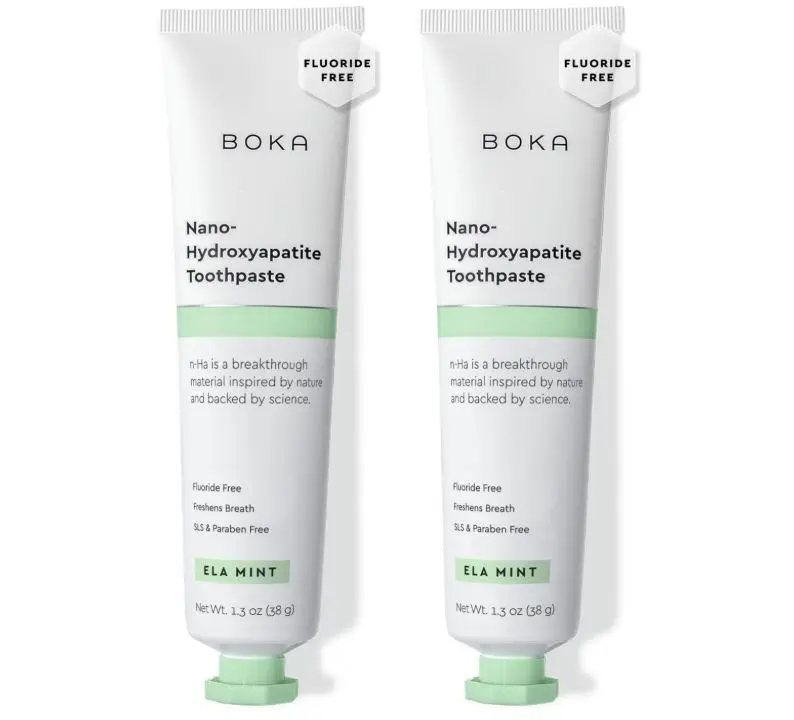 Boka Fluoride Free Toothpaste, Nano Hydroxyapatite Toothpaste, Appropriate for Sensitive Teeth - for Adult, Kids Oral Care - Ela Mint Flavor, 1.3 Fl Oz 2Pk US Manufactured