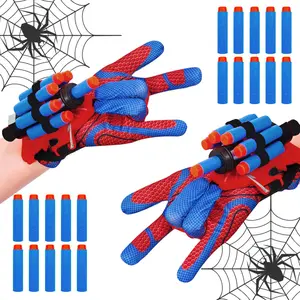 Spider Web Shooter, Wrist Launcher Toys with Superhero Glove, Kids Cosplay Costume, Halloween Christmas Birthday Decorations Gift for Boys Girls Spider,Web,Shooter Toy Set Spiderman Themed Party