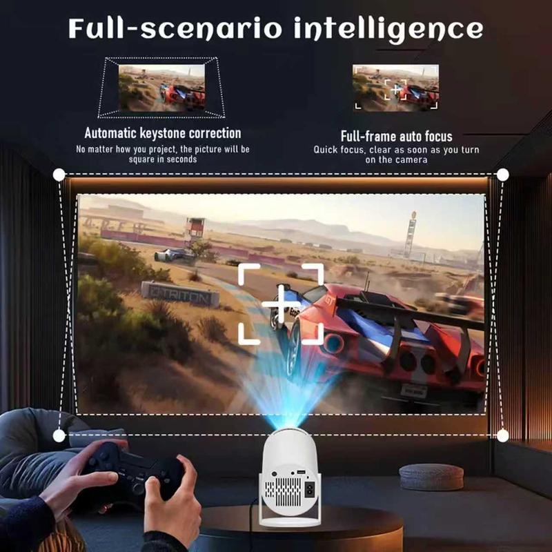 Portable Projector 2.4/5G WiFi 360° HD LED 200 InchScreen Built-in Speaker Multifunctional Projector forHome Cinema and Outdoor Use