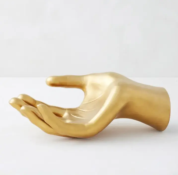 Z Gallerie Ceramic Hand Figurine - Gold Fluid Metal Design, Modern House Decor, Desktop Statue, Interior Decoration Accessory,dorm essentials,dorm decor,dorm room decor