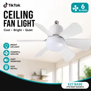 Modern Low Profile Ceiling Fan with LED Atmosphere Lamp, 6-Blade Design, 3-Speed Adjustable Airflow, Dimmable Light, Timer Function, Easy Installation, Black & White Options