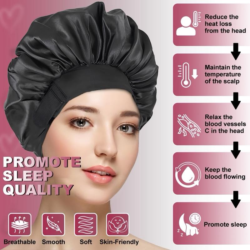 Double Layer Silk Bonnet for Haircare Soft Practical Sleeping Cap with Elastic Tie Band for Curly Natural Hair Comfortable Secure Fit Satin Bonnet for Hair Care Heatless