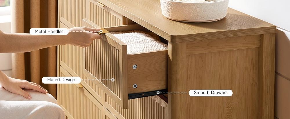 【SPOTLIGHT DAY】ONBRILL 60 " Fluted Dresser, Modern Wooden Dresser for Bedroom, Chest of Drawers with Metal Handle, TV Stand, Storage Organizer Unit, Storage Tower for Livingroom Hallway Closet ,Bedroom Furniture, Christmas Gift 【SPOTLIGHT DAY】ONBRILL 60 " Fluted Dresser, Modern Wooden Dresser for Bedroom, Chest of Drawers with Metal Handle, TV Stand, Storage Organizer Unit, Storage Tower for Livingroom Hallway Closet ,Bedroom Furniture, Christmas Gift