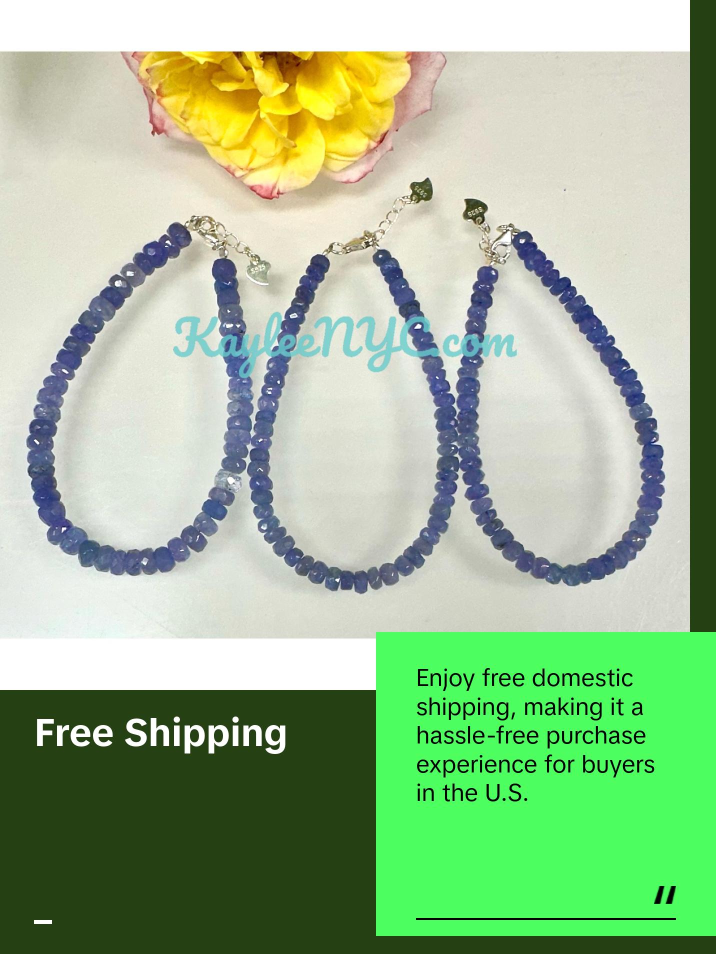 Wholesale 3 Pcs Natural Tanzanite Bracelet with 925 Sterling Silver Clasp 3.5-5mm
