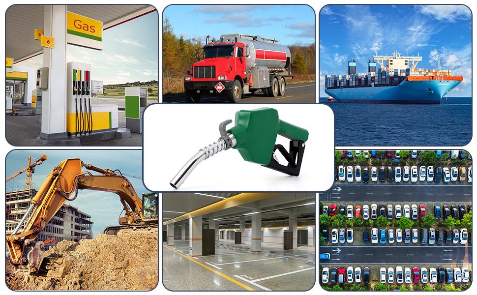 GARVEE Automatic Fuel Nozzle with 1" NPT Inlet, 360° Swivel, 15/16" Spout, 11 GPM Max Flow Rate, Auto Shut Off, Durable Aluminum & PVC Gas Pump Handle for Efficient Fuel Dispensing.