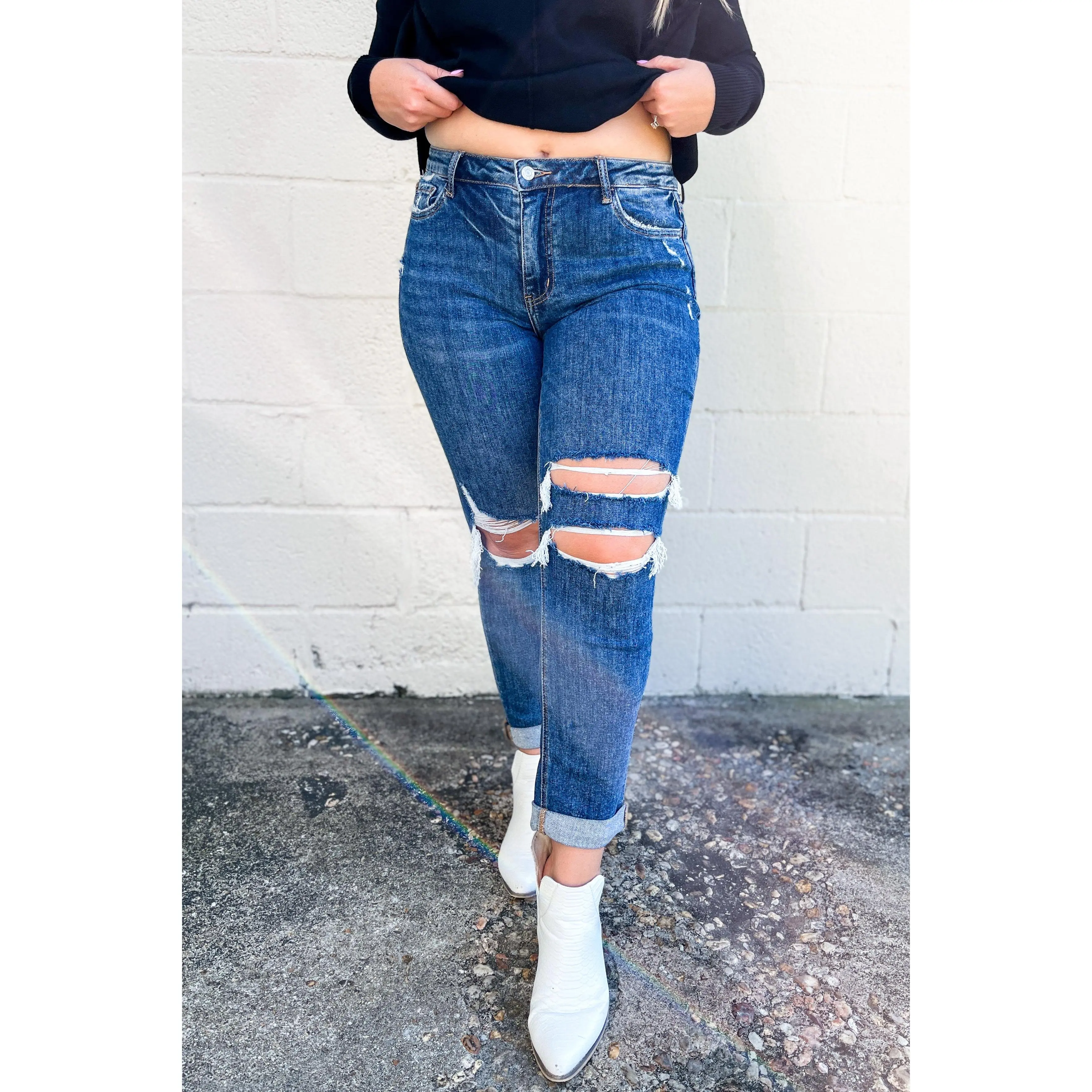 Lovervet Maddie Distressed Boyfriend Jeans