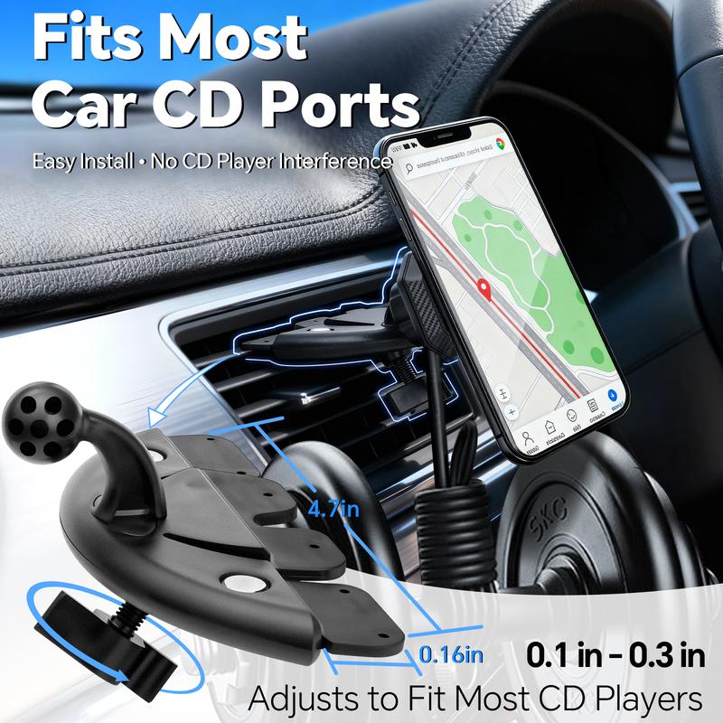 【PASLDA】 Magnetic CD Slot Car Mount for CarPlay Screens 7-inch Monitors & Phones High-Magnetism Anti-Shake Secure Mount with Anti-Slip Pads