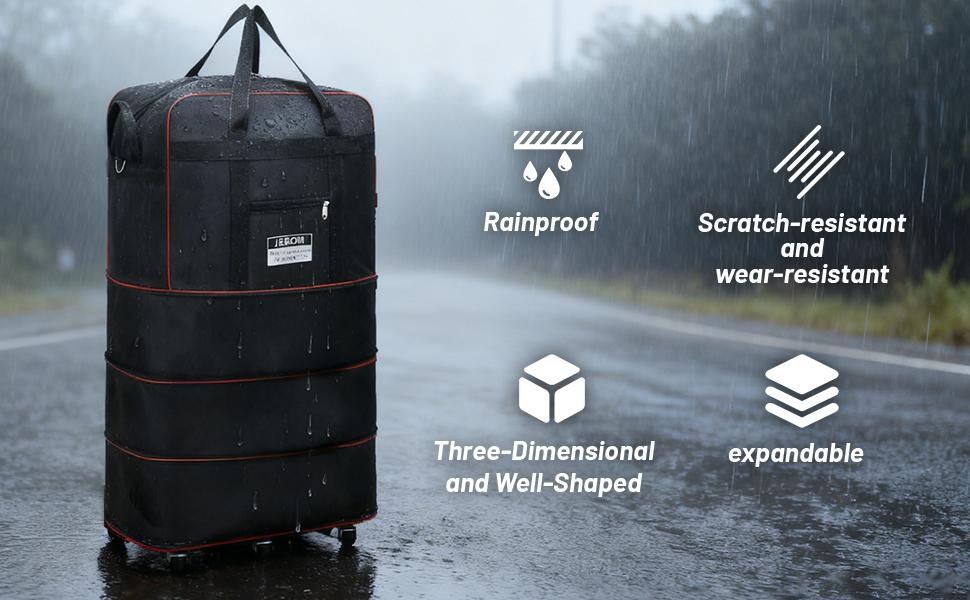 Expandable Travel Bag with Wheels, 100L Lightweight Foldable Luggage, Large Capacity Rolling Duffel Bag, Expandable Suitcase for Airplane Travel, Moving, Weekend Trips