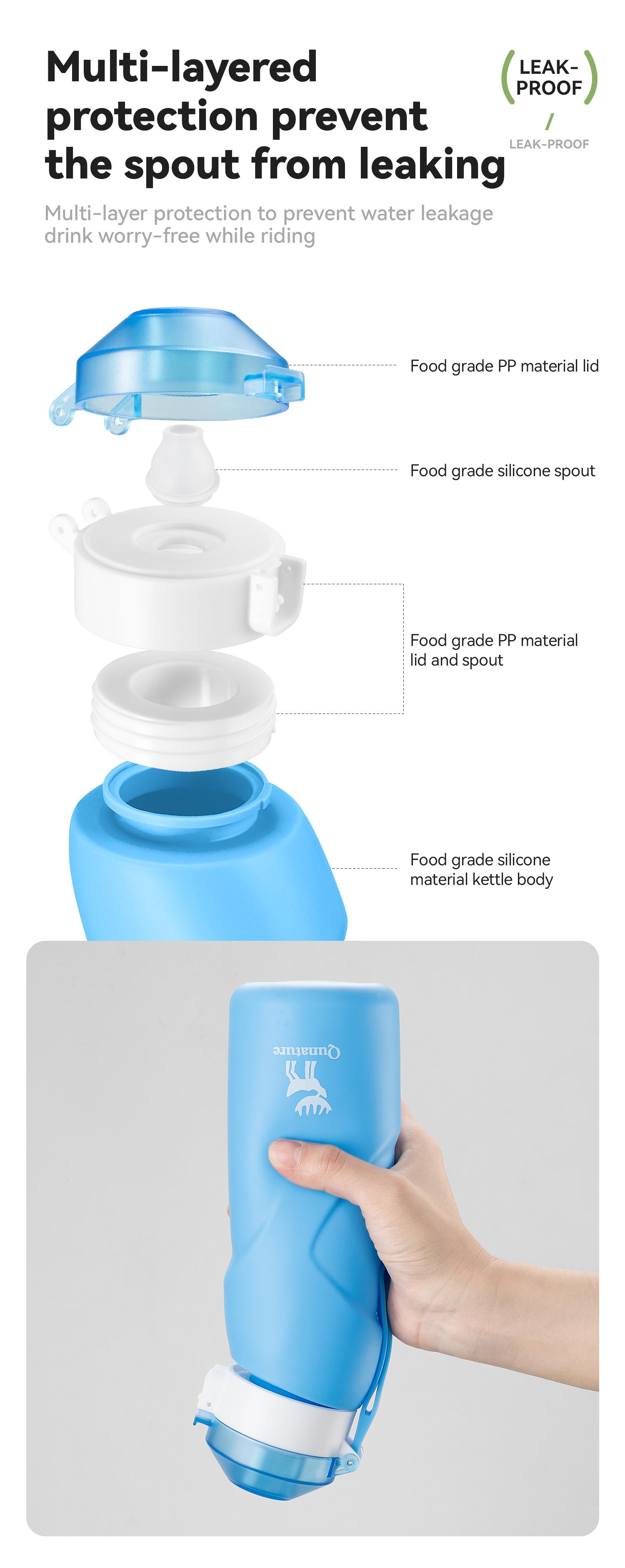 Slant Spout Straight Folding Soft Kettle Travel water bottle Sports Portable Sport Water Bottle Reusable Water Bottles 700ml Food-Grade Material Water-proof Camping Water Bottle