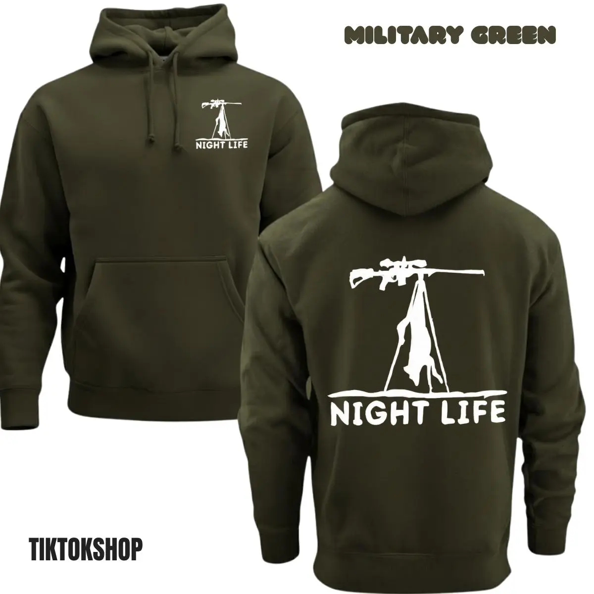 Coyote Night Life Hunting Hoodie, Hunting Coyote Hoodie Thermal Predator Hunter Gear, Pullover Sweatshirt Mens Gift, Gift For Hunters