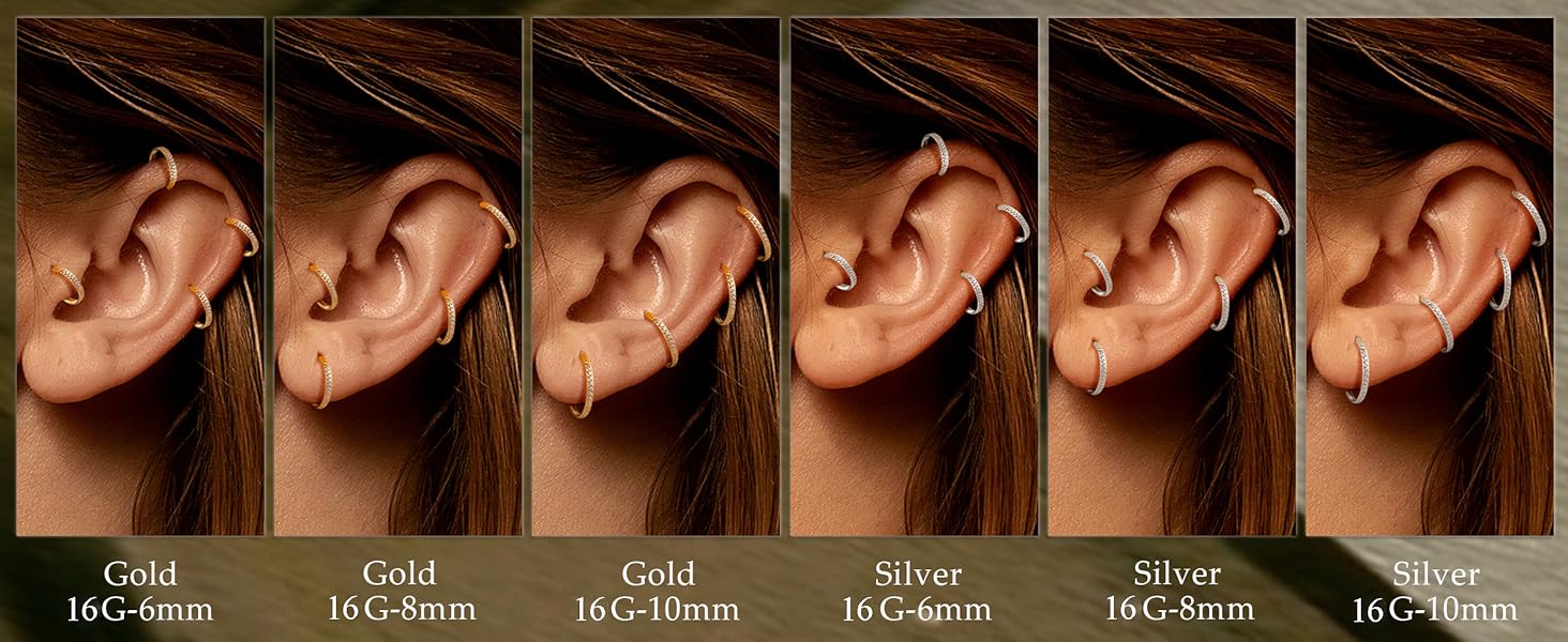 FASACCO 16G 18G Cartilage Earrings Hoop 316L Surgical Steel Tragus Earrings Hinged Rook Helix Cartilage Daith Helix Conch Tragus Piercing Jewelry FallFreshness