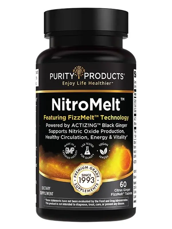 NitroMelt Black Ginger FizzMelt Wafers – Daily Energy & Wellness Support – Powered by Clinically Studied ActiZ!ng – 60 Citrus Tablets Nitric Oxide Supplement Dietary