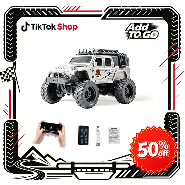 AddToGo 1:64 Scale RC Vehicle, Alloy Off‑Road RC Car Toy Gift with LED Lights, 2.4G Anti‑Interference Remote + App Dual Control, 3 Adjustable Speed & Steering, USB‑C Rechargeable 4WD All‑Terrain Car for Kids Hobbyists, Indoor Use, Birthday Gifts